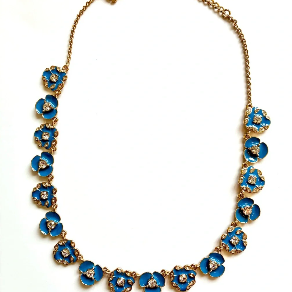 Kate Spade Gold Necklace with Blue Floral Accents - Picture 2 of 2